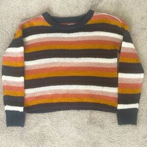 Multi-stripped cozy crewneck knitted sweater